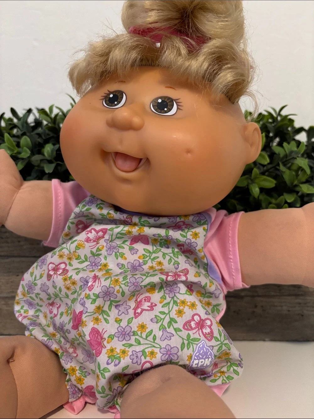 Cabbage Patch Kids Plush Baby Doll with Blonde Hair and Pink Outfit